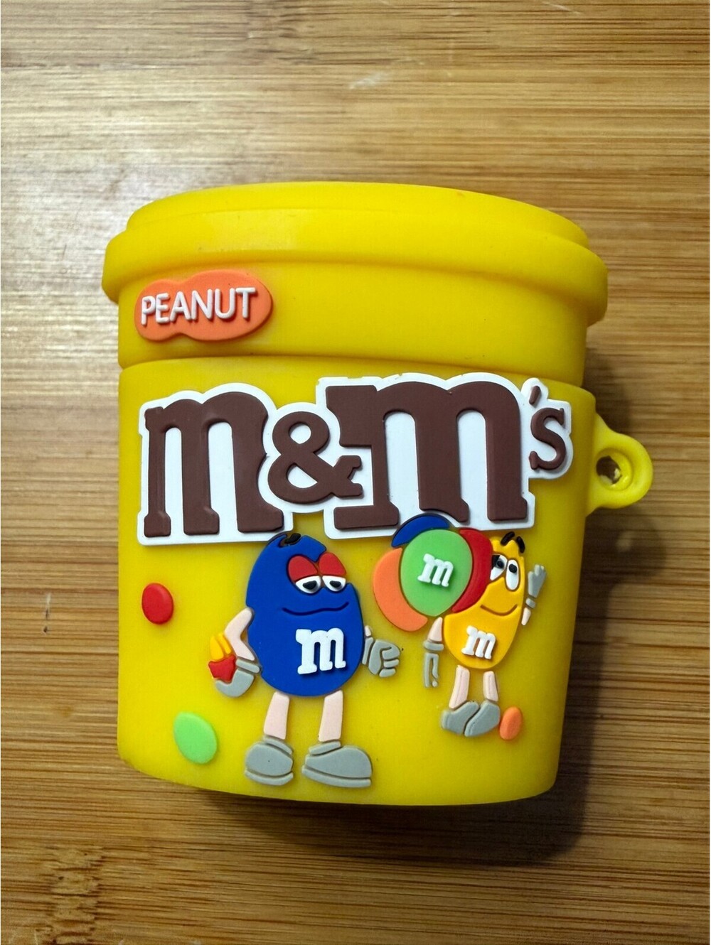 M&M's Peanut Yellow Cup Silicone Keychain Airpods gen 1 -2 case or bag charm